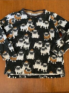 🫐3/$30 Lindex Kids Long-Sleeve Pug Print Tee size 4-6Y